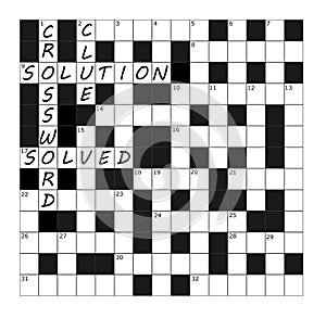 Vector Crossword Grid part completed with words