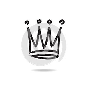 Vector crown icon hand drawn style