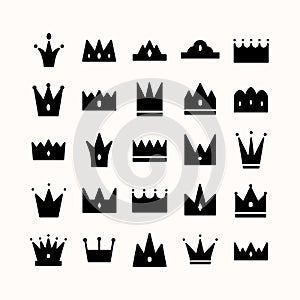 Vector crown icon set flat style