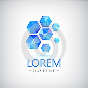 Vector crystal blue diamonds logo