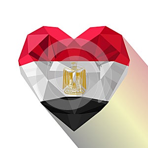 Vector crystal gem Egyptian heart with the flag of the Arab Republic of Egypt.