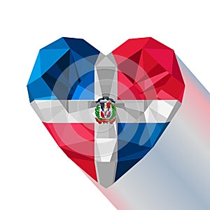 Vector crystal gem jewelry Dominican heart with the flag of The Dominican Republic.