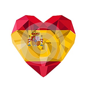 Vector crystal gem jewelry Spanish heart with the flag of the Kingdom of Spain. photo