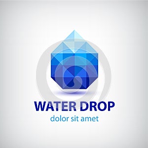 Vector crystal modern water drop logo, icon