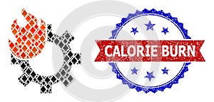 Crystal Mosaic Hot Gear Icon and Distress Bicolor Calorie Burn Watermark