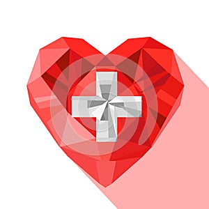 Vector crystal Swiss heart flag of the Swiss Confederation.