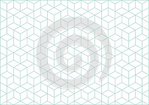 Vector cubes geometric background. Turqouise lines and white backdrop