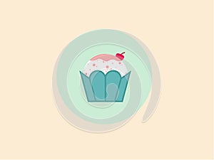 Vector cup cake or cup cake logo or clipart or flat cup cake logo or icon
