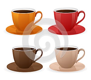 Vector cup of coffee set