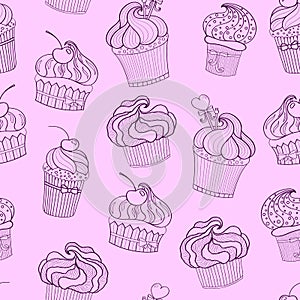 Vector cupcake seamless pattern
