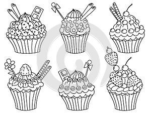 Vector Cupcakes Set, Cupcake Clipart