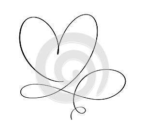 Vector curly heart and forever love sign. Infinity romantic symbol linked, join, passion and wedding. Template for card