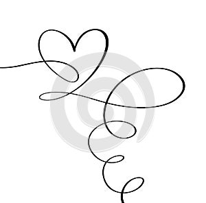 Vector curly heart love sign forever. Infinity romantic symbol linked, join, passion and wedding. Template for card