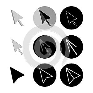 Vector cursor arrows set. Mouse arrows icons collection.