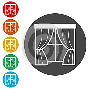 Vector curtain icons set - Illustration