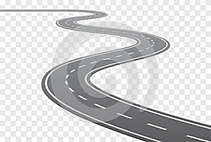 Vector Curved road with white lines