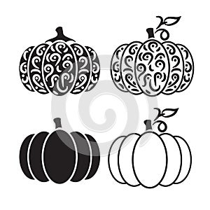 Vector cut out pumpkin decorative set.