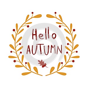 Vector cute autumn illustration in flat simple linear style