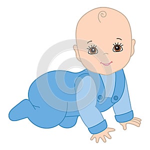 Vector Cute Baby Boy Crawling