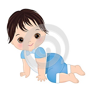 Vector Cute Baby Boy Crawling. Vector Baby Boy Shower