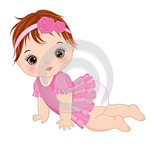 Vector Cute Baby Girl Crawling