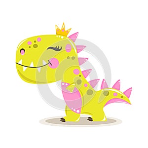 Vector Cute baby girl dinosaur