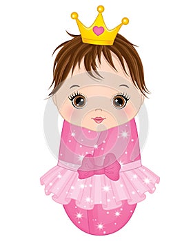 Vector Cute Baby Girl Dressed as Princess