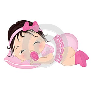 Vector Cute Baby Girl Sleeping