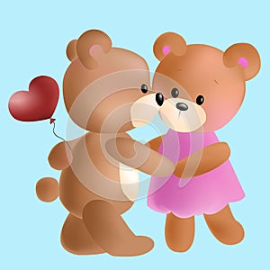 Vector cute bears in love.