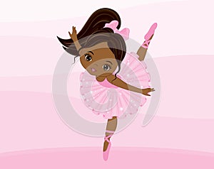 Vector cute beautiful African American ballerina dancing