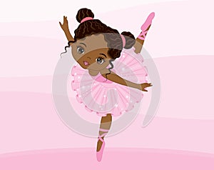 Vector cute beautiful African American ballerina dancing