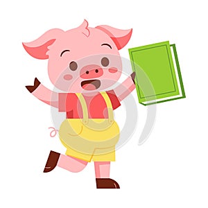 Vector Cute Cartoon Animal Reading Isolated Illustration