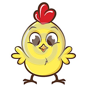 vector cute cartoon illustration of adorable standing chick character