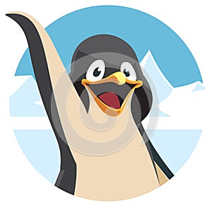 Vector cute cartoon penguin portrait