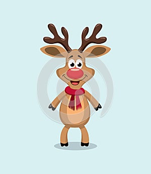 Vector cute cartoon of red nosed reindeer, rudolph photo