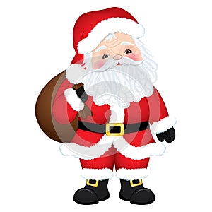 Vector Cute Cartoon Santa Claus with Sack