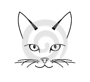 Vector cute cat face design on white background, Vector illustration.