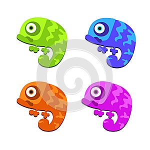 Vector cute colorful chameleon. Vector illustration