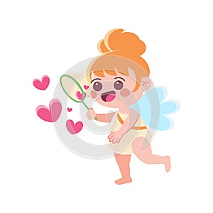 Vector Cute Cupid Saint Valentine Illustration Isolated