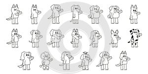 vector cute dogs cartoon set illustration isolated