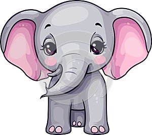 Vector cute elephant cartoon character illustration