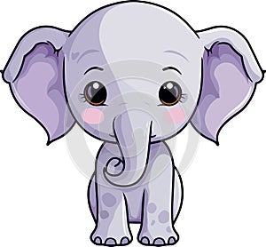 Vector cute elephant cartoon character illustration