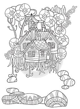 Vector cute fairy tale town doodle