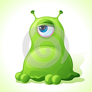 Vector cute green monster isolated on white
