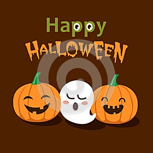 Vector Cute Happy Halloween design template. Vector illustration.