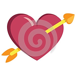 Vector cute kawaii arrowed heart colorful isolated