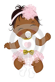 Vector Cute Little African American Baby Girl