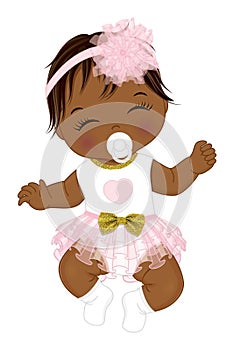 Vector Cute Little African American Baby Girl