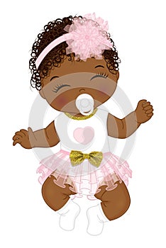 Vector Cute Little African American Baby Girl