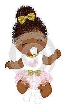 Vector Cute Little African American Baby Girl